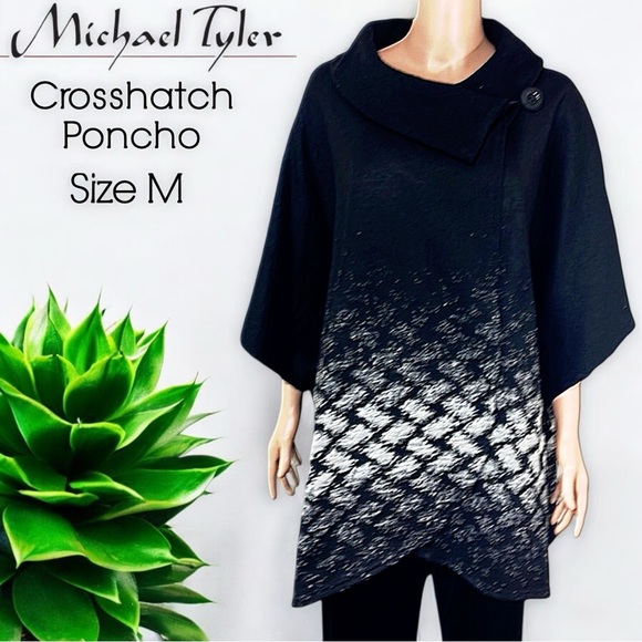 Michael Tyler Jackets & Blazers - Michael Tyler Black Crosshatch Poncho